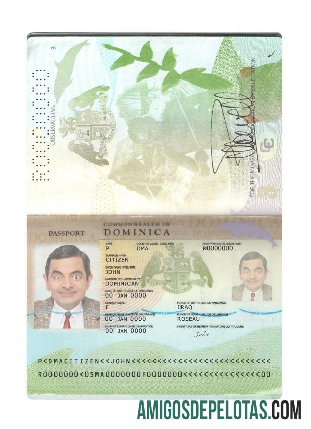 Passaporte Dominica Novo Presente 2019 amostra